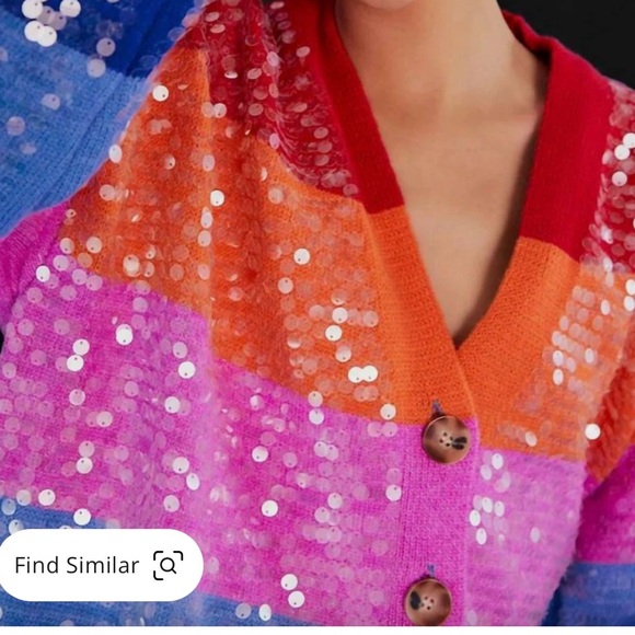 FARM Rio Colorblocked Sequin-Embroidered Cardigan—NWOT Size Small sold out - Picture 11 of 16